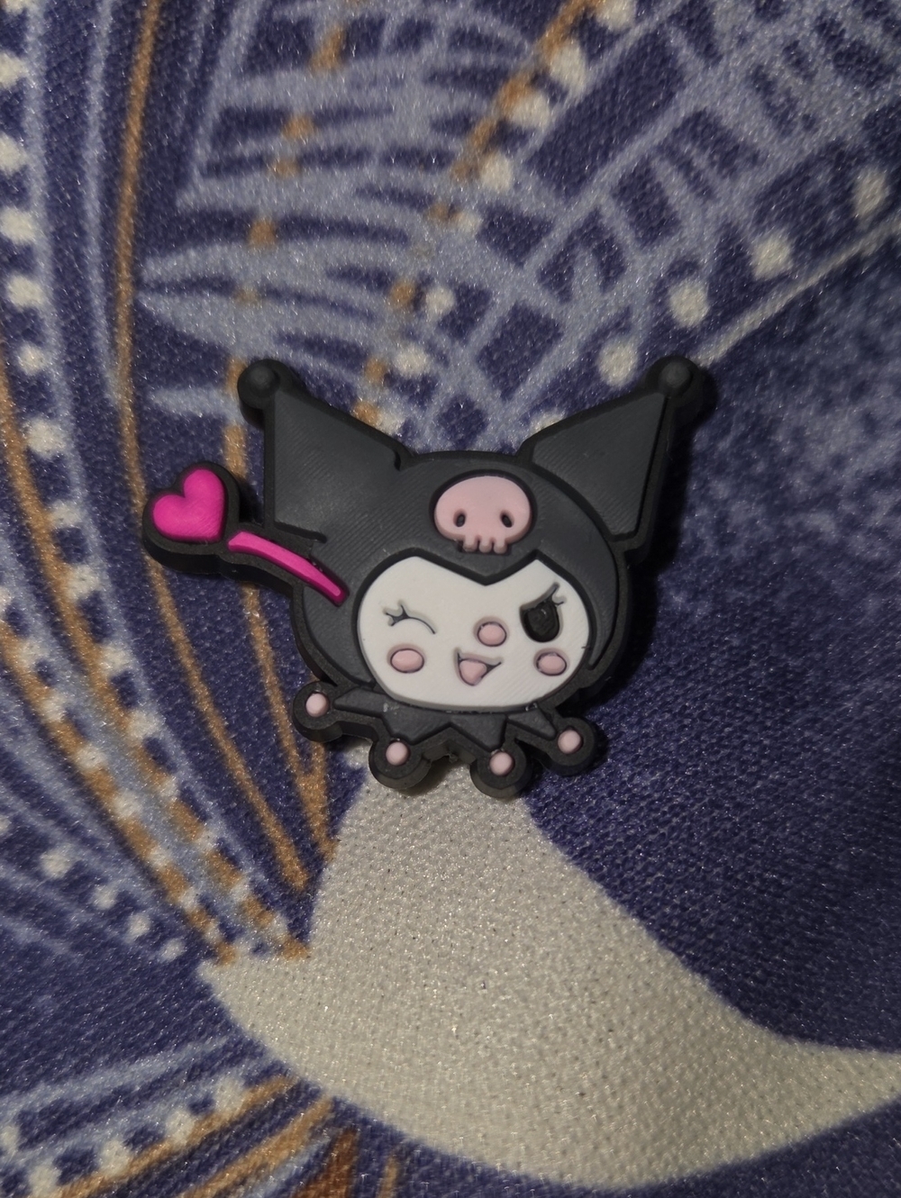 Sanrio Black and Pink Kuromi-Style Cat Charm Croc Charm